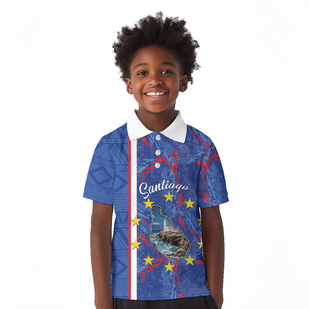 Personalized Santiago Cabo Verde Kid Polo Shirt Map With Farol de Dona Maria Pia