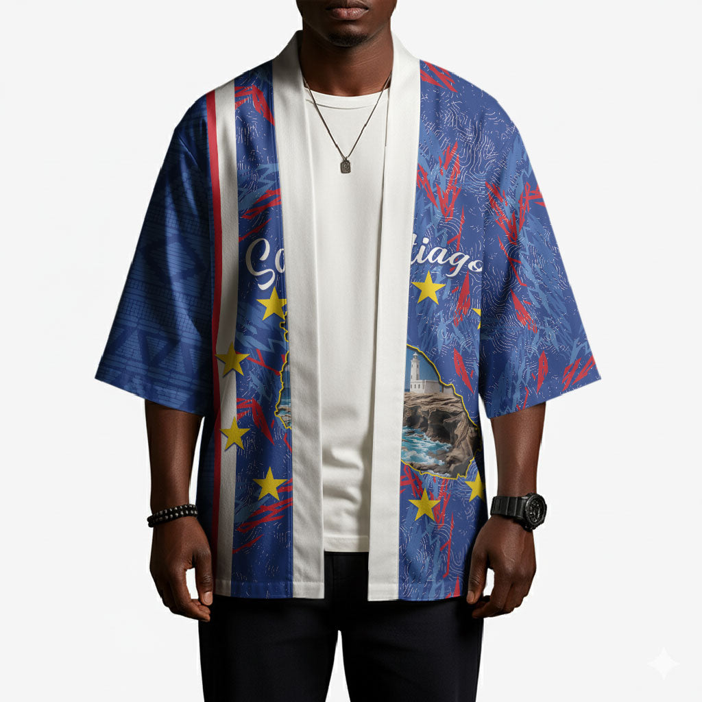 Personalized Santiago Cabo Verde Kimono Map With Farol de Dona Maria Pia