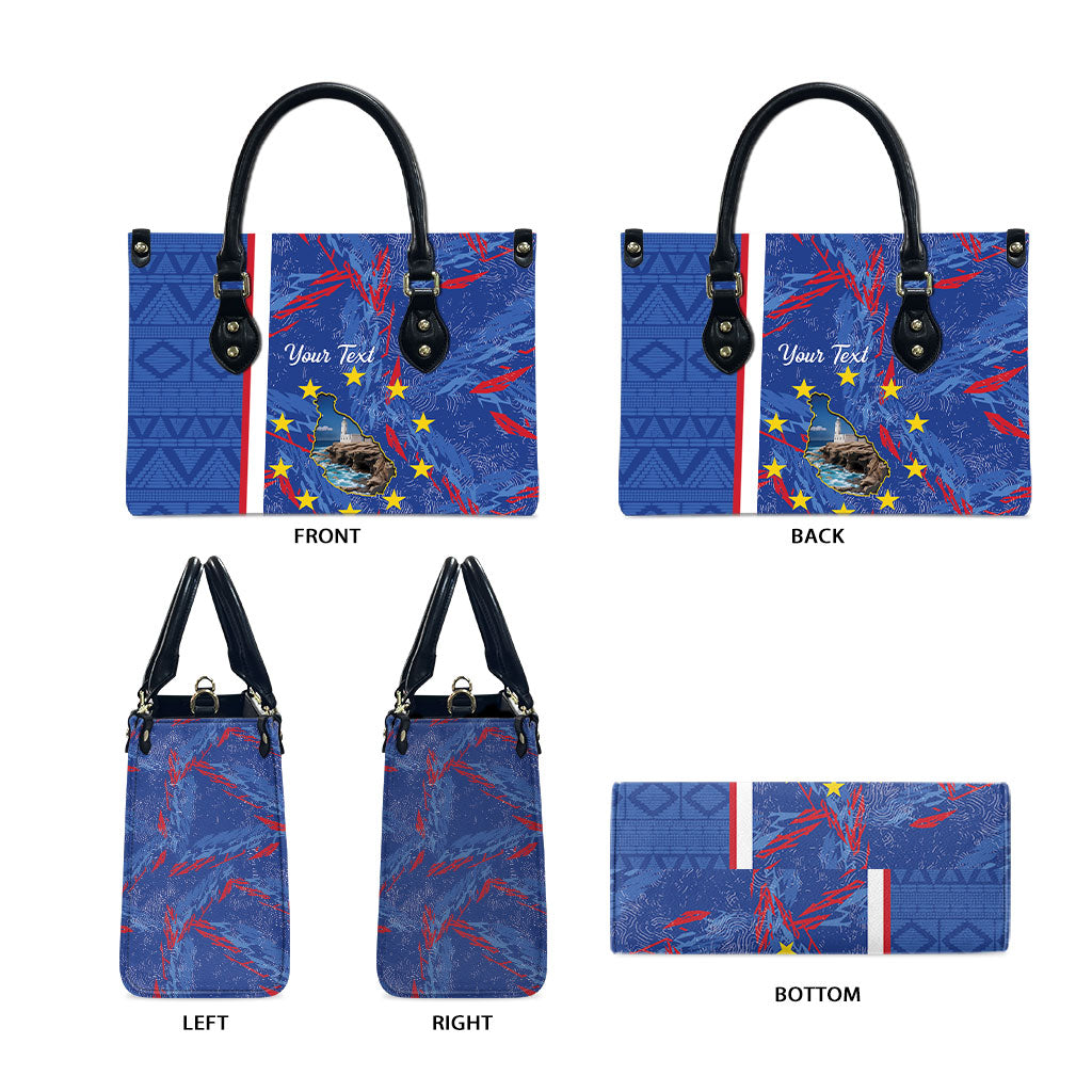 Personalized Santiago Cabo Verde Leather Bag Map With Farol de Dona Maria Pia