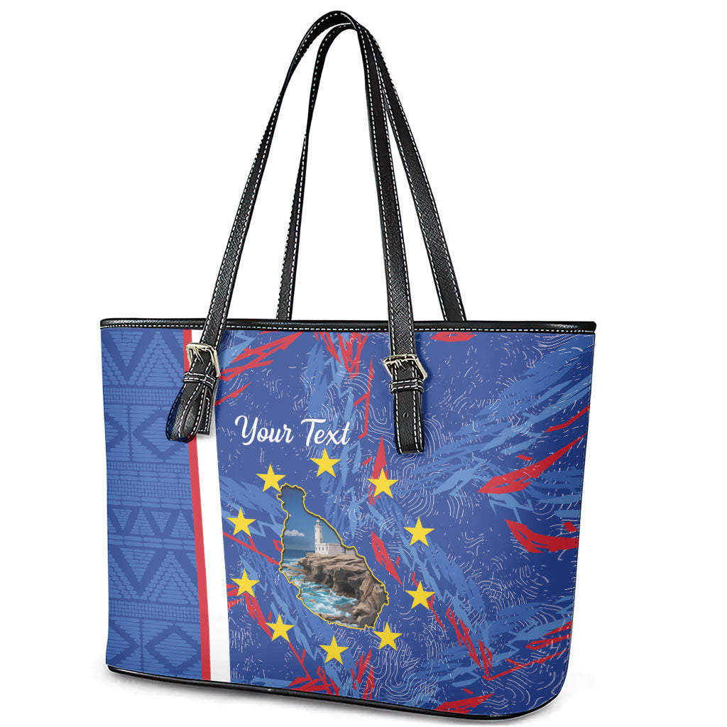 Personalized Santiago Cabo Verde Leather Tote Bag Map With Farol de Dona Maria Pia