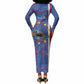 Personalized Santiago Cabo Verde Long Sleeve Bodycon Dress Map With Farol de Dona Maria Pia