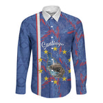 Personalized Santiago Cabo Verde Long Sleeve Button Shirt Map With Farol de Dona Maria Pia