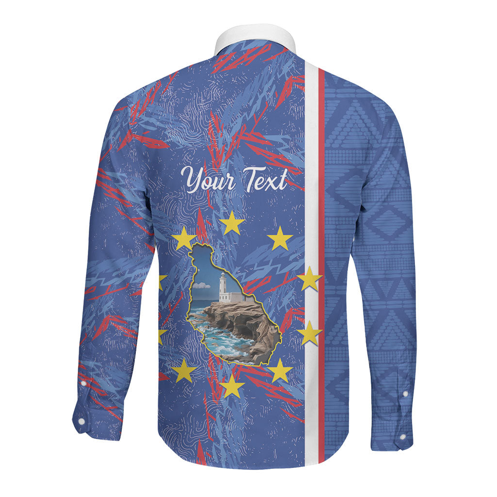 Personalized Santiago Cabo Verde Long Sleeve Button Shirt Map With Farol de Dona Maria Pia