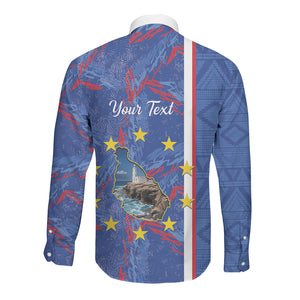 Personalized Santiago Cabo Verde Long Sleeve Button Shirt Map With Farol de Dona Maria Pia