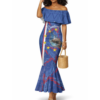 Personalized Santiago Cabo Verde Mermaid Dress Map With Farol de Dona Maria Pia