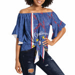 Personalized Santiago Cabo Verde Off Shoulder Wrap Waist Top Map With Farol de Dona Maria Pia