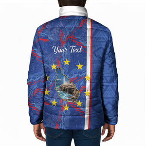 Personalized Santiago Cabo Verde Padded Jacket Map With Farol de Dona Maria Pia