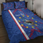 Personalized Santiago Cabo Verde Quilt Bed Set Map With Farol de Dona Maria Pia