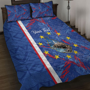 Personalized Santiago Cabo Verde Quilt Bed Set Map With Farol de Dona Maria Pia