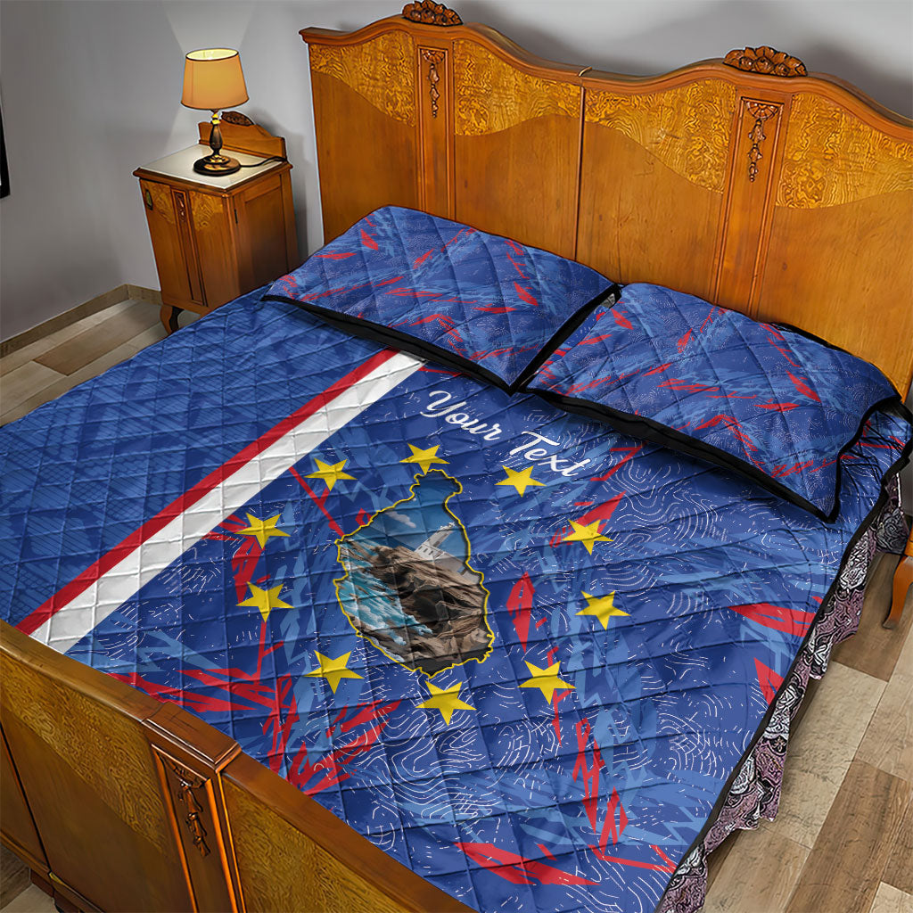 Personalized Santiago Cabo Verde Quilt Bed Set Map With Farol de Dona Maria Pia