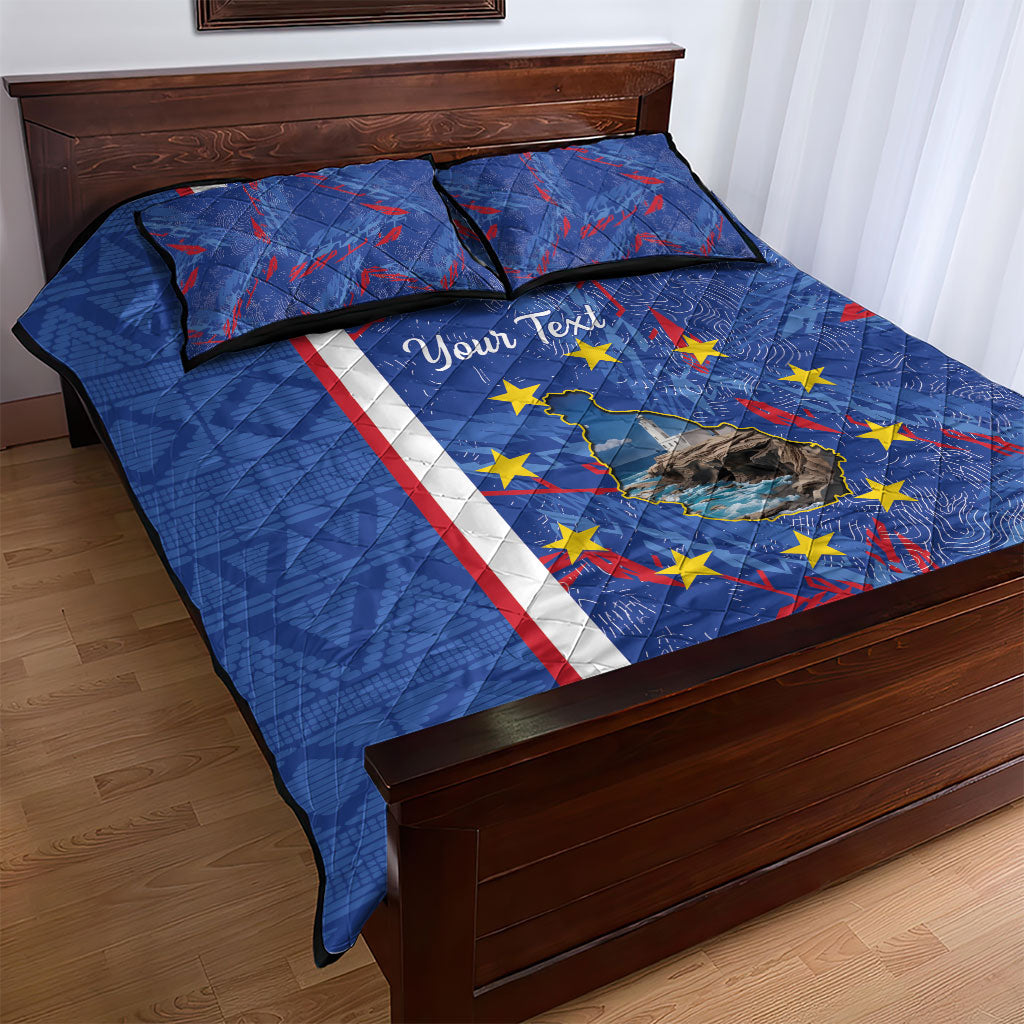 Personalized Santiago Cabo Verde Quilt Bed Set Map With Farol de Dona Maria Pia