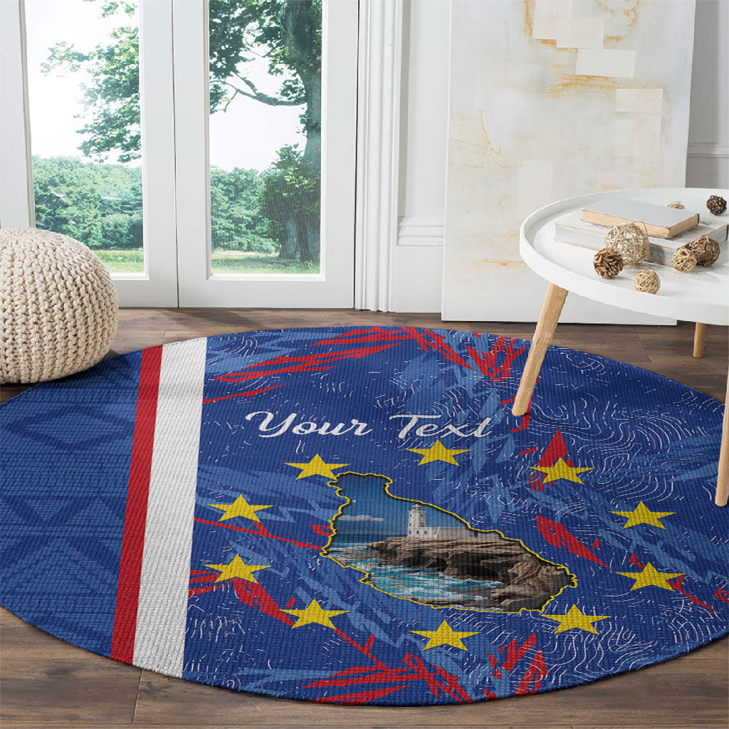 Personalized Santiago Cabo Verde Round Carpet Map With Farol de Dona Maria Pia