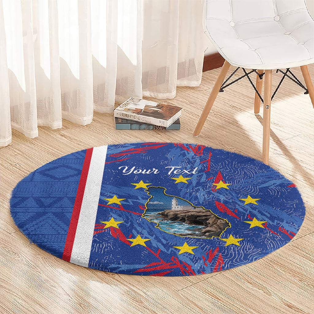 Personalized Santiago Cabo Verde Round Carpet Map With Farol de Dona Maria Pia