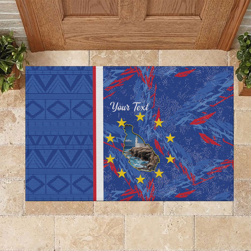 Personalized Santiago Cabo Verde Rubber Doormat Map With Farol de Dona Maria Pia