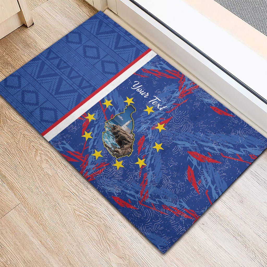 Personalized Santiago Cabo Verde Rubber Doormat Map With Farol de Dona Maria Pia