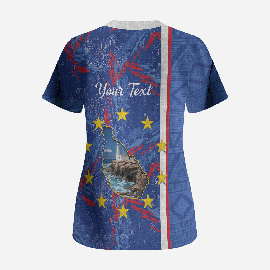 Personalized Santiago Cabo Verde Scrub Top Map With Farol de Dona Maria Pia