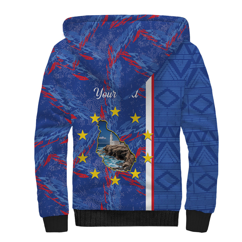 Personalized Santiago Cabo Verde Sherpa Hoodie Map With Farol de Dona Maria Pia
