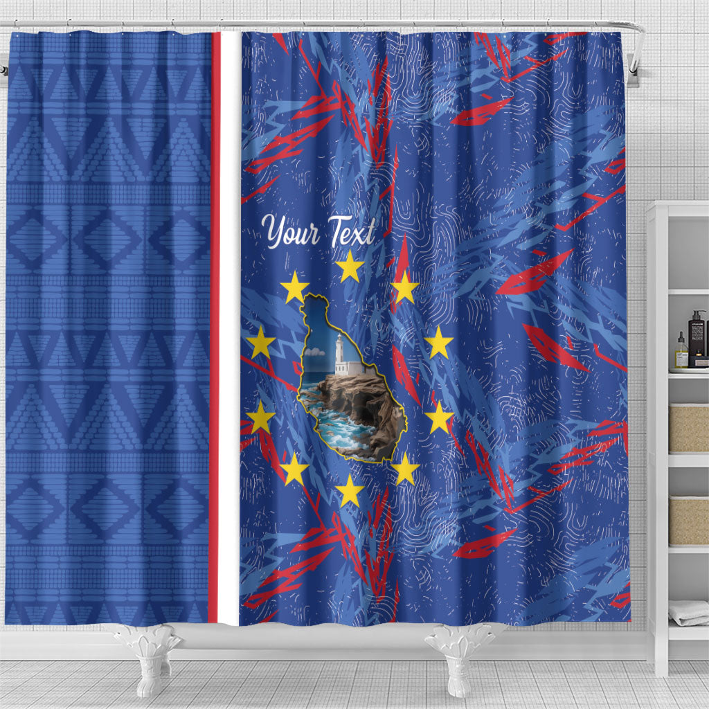 Personalized Santiago Cabo Verde Shower Curtain Map With Farol de Dona Maria Pia
