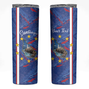 Personalized Santiago Cabo Verde Skinny Tumbler Map With Farol de Dona Maria Pia