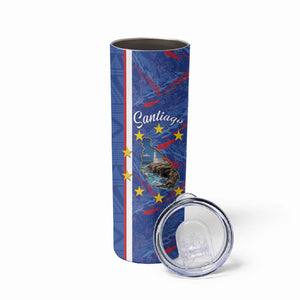 Personalized Santiago Cabo Verde Skinny Tumbler Map With Farol de Dona Maria Pia