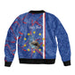 Personalized Santiago Cabo Verde Sleeve Zip Bomber Jacket Map With Farol de Dona Maria Pia