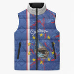 Personalized Santiago Cabo Verde Sleeveless Puffer Jacket Map With Farol de Dona Maria Pia