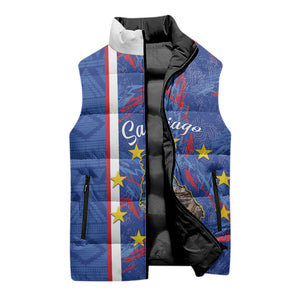 Personalized Santiago Cabo Verde Sleeveless Puffer Jacket Map With Farol de Dona Maria Pia
