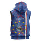 Personalized Santiago Cabo Verde Sleeveless Zip Hoodie Map With Farol de Dona Maria Pia