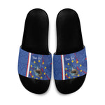Personalized Santiago Cabo Verde Slide Sandals Map With Farol de Dona Maria Pia