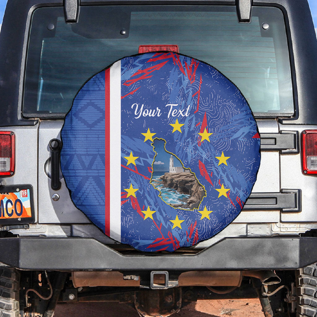 Personalized Santiago Cabo Verde Spare Tire Cover Map With Farol de Dona Maria Pia