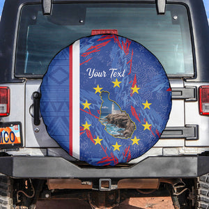 Personalized Santiago Cabo Verde Spare Tire Cover Map With Farol de Dona Maria Pia