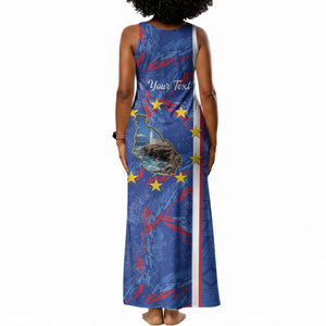 Personalized Santiago Cabo Verde Tank Maxi Dress Map With Farol de Dona Maria Pia
