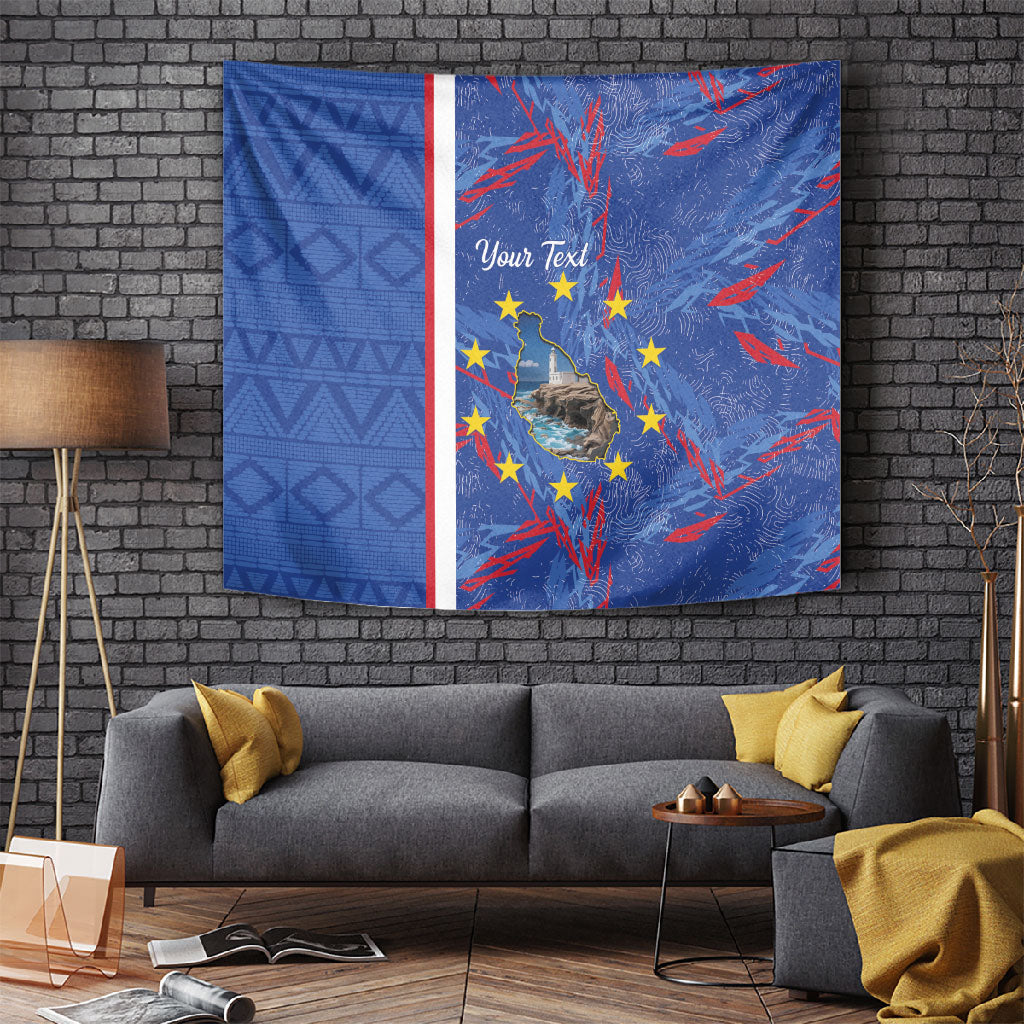 Personalized Santiago Cabo Verde Tapestry Map With Farol de Dona Maria Pia