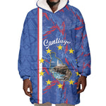Personalized Santiago Cabo Verde Wearable Blanket Hoodie Map With Farol de Dona Maria Pia