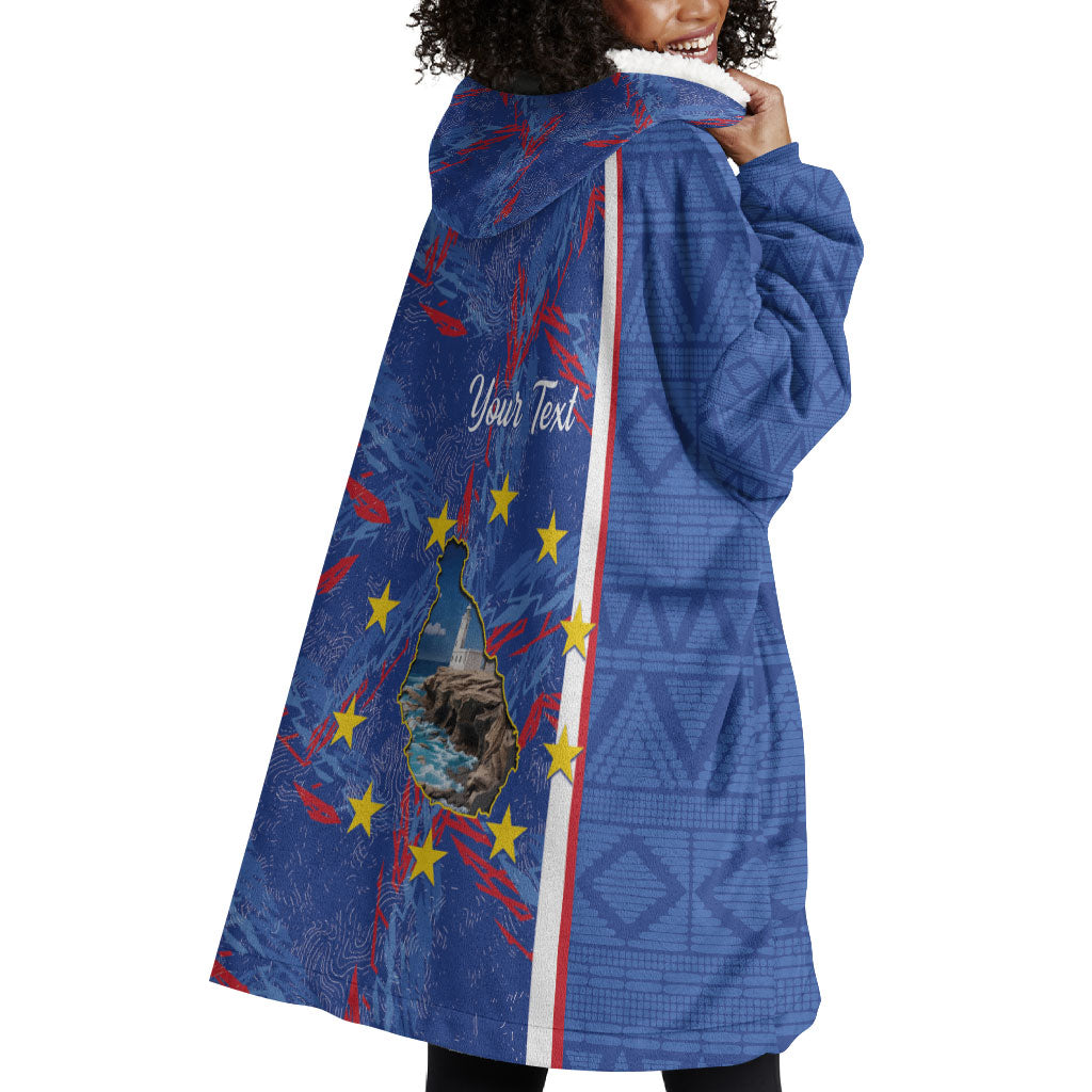 Personalized Santiago Cabo Verde Wearable Blanket Hoodie Map With Farol de Dona Maria Pia