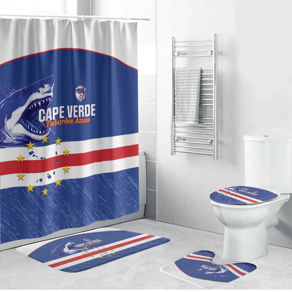 Cape Verde Football Bathroom Set Come On Tubaroes Azuis Shark