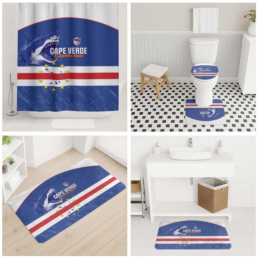 Cape Verde Football Bathroom Set Come On Tubaroes Azuis Shark