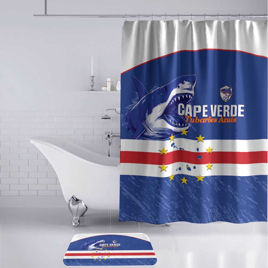 Cape Verde Football Bathroom Set Come On Tubaroes Azuis Shark