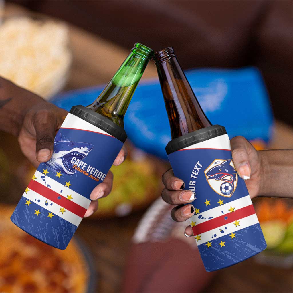 Cape Verde Football Custom 4 in 1 Can Cooler Tumbler Come On Tubaroes Azuis Shark - African Pride