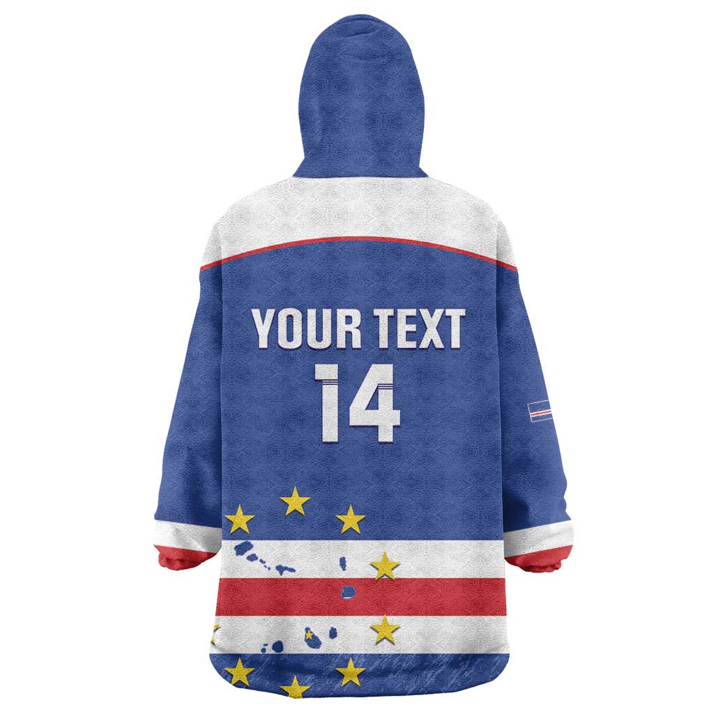 Cape Verde Football Custom Kid Wearable Blanket Hoodie Come On Tubaroes Azuis Shark - African Pride