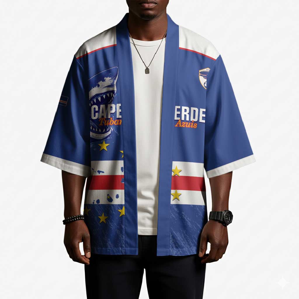 Cape Verde Football Custom Kimono Come On Tubaroes Azuis Shark