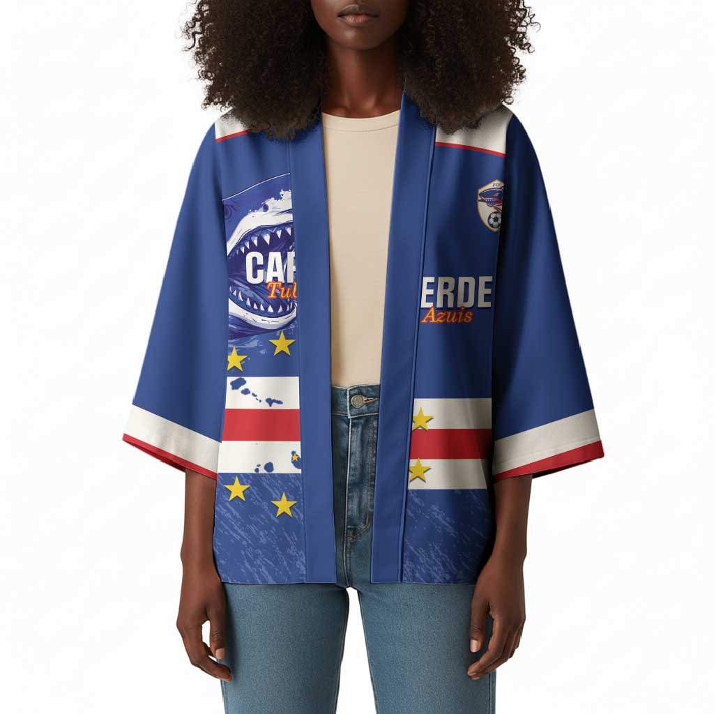 Cape Verde Football Custom Kimono Come On Tubaroes Azuis Shark