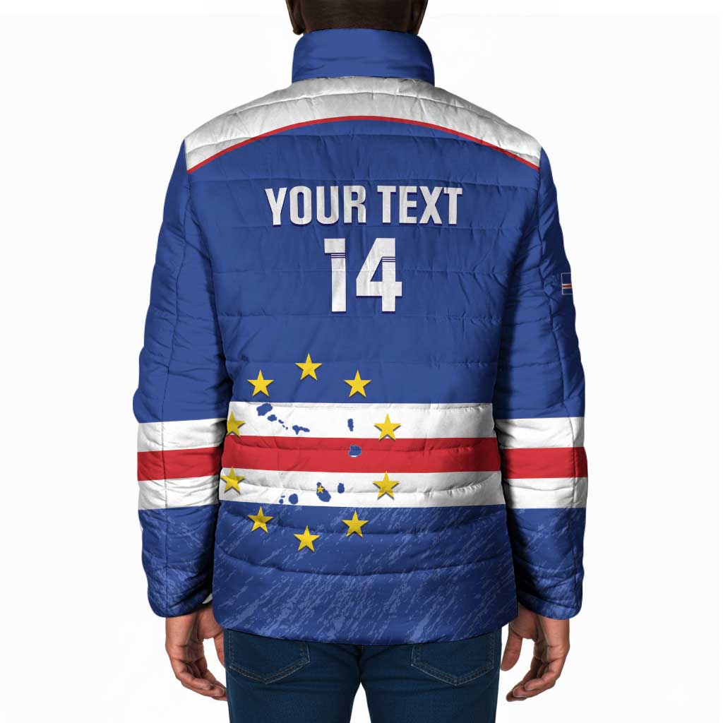 Cape Verde Football Custom Padded Jacket Come On Tubaroes Azuis Shark