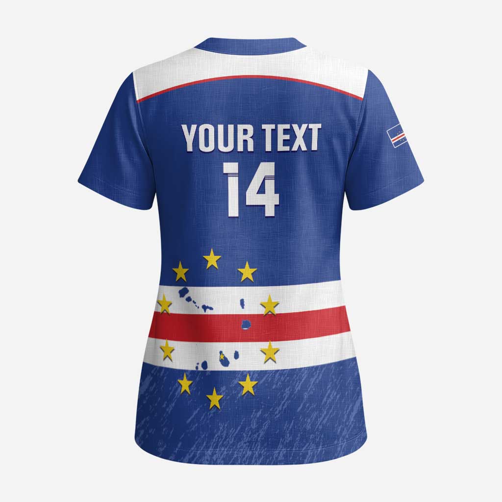 Cape Verde Football Custom Scrub Top Come On Tubaroes Azuis Shark - African Pride