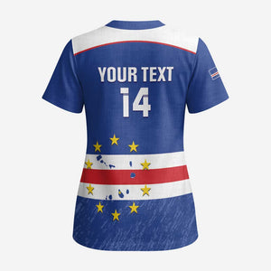 Cape Verde Football Custom Scrub Top Come On Tubaroes Azuis Shark - African Pride