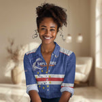 Cape Verde Football Custom Women Casual Shirt Come On Tubaroes Azuis Shark - African Pride