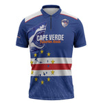 Cape Verde Football Custom Zipper Polo Shirt Come On Tubaroes Azuis Shark