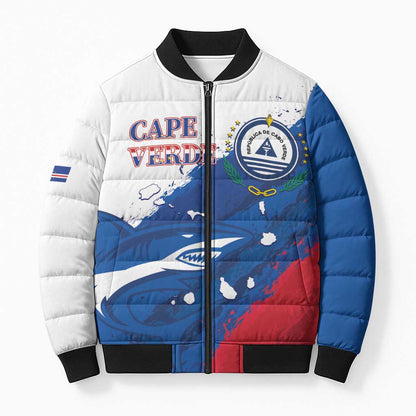 Cape Verde Football Custom Bomber Puffer Jacket Tubaroes Azuis Glory World Cup