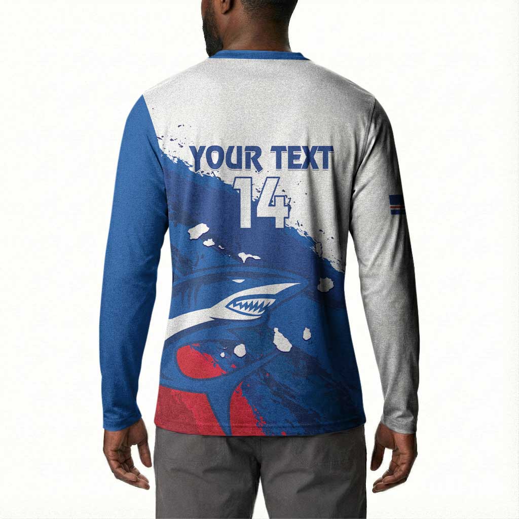 Cape Verde Football Custom Button Sweatshirt Tubaroes Azuis Glory World Cup
