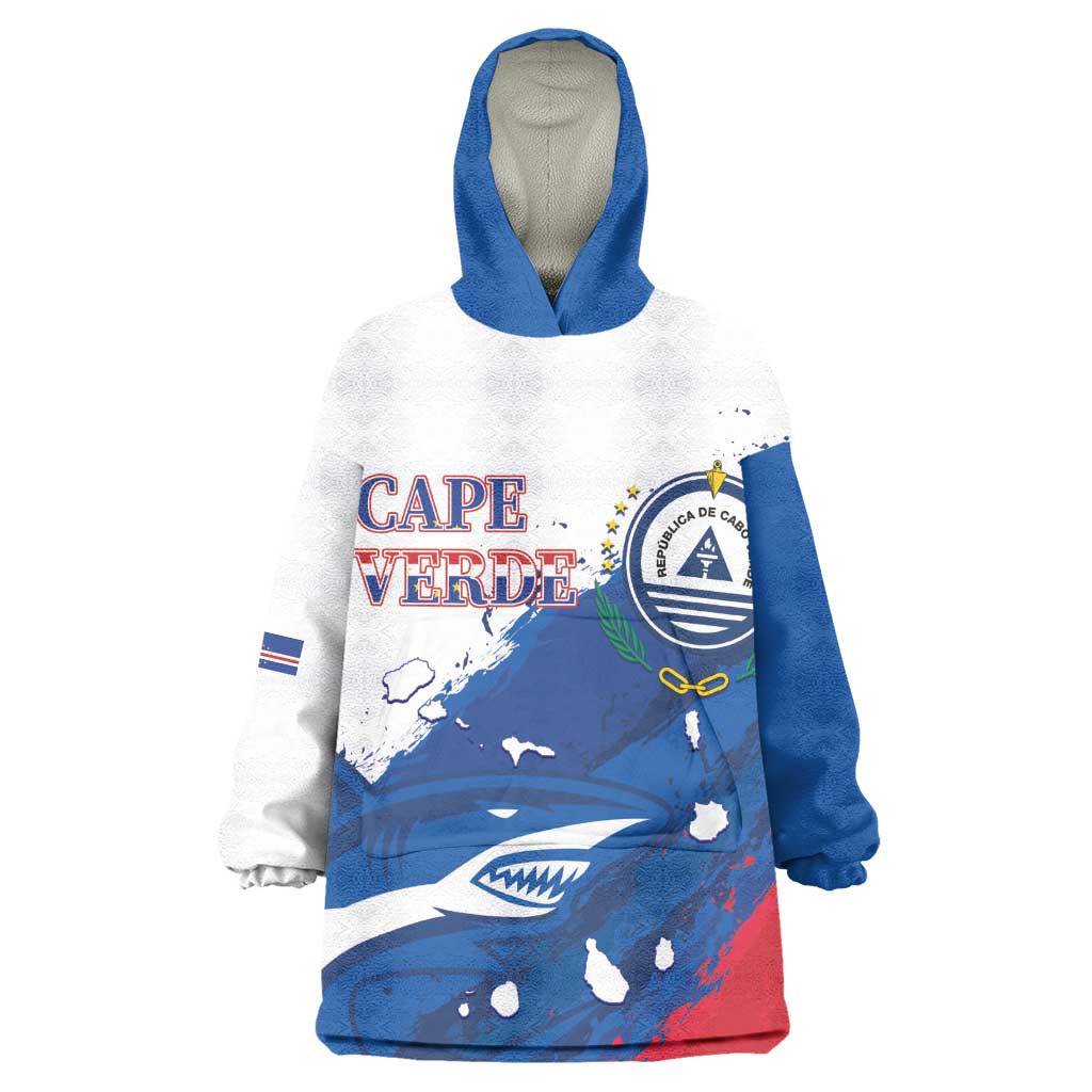 Cape Verde Football Custom Kid Wearable Blanket Hoodie Tubaroes Azuis Glory World Cup - African Pride